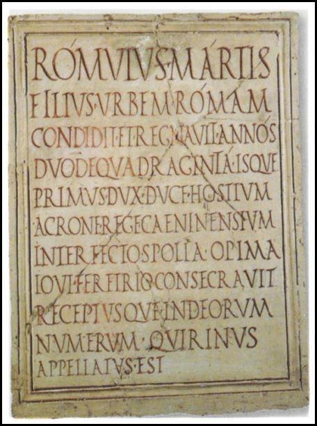 Lapide rinvenuta a Roma recante il nome di Romolo