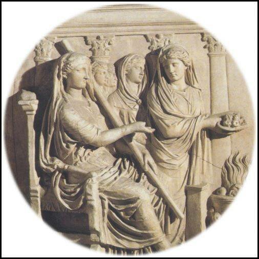 Particolare di rilievo con sacrificio alla dea Vesta proveniente da Roma 