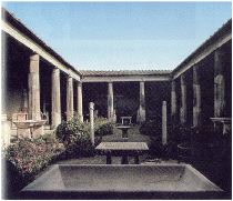 Peristilium o giardino circondato da un colonnato, di una domus di Pompei