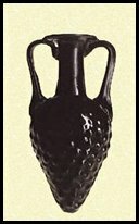 Anforetta soffiata a stampo configurata a grappolo d'uva II - III sec. d.C.